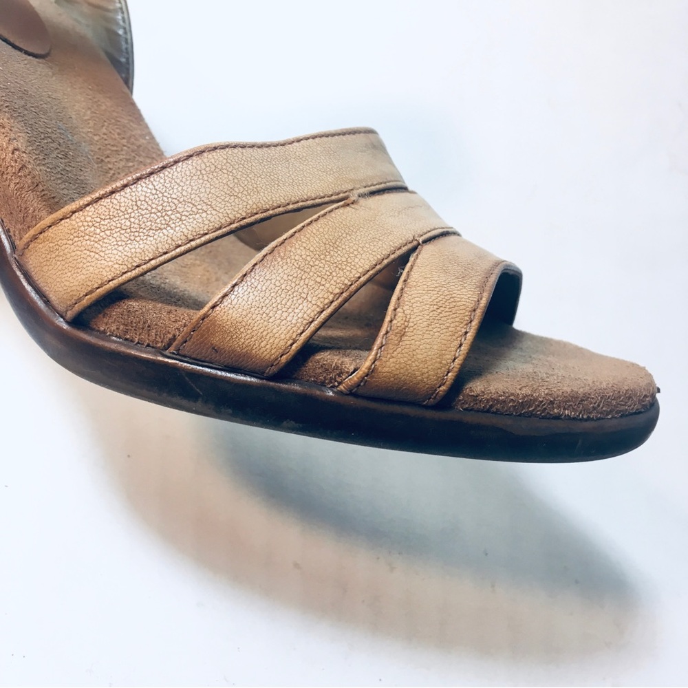 Aerosoles Heels Open Toe Ankle Strap Sandals Womens Size 8 UK 6 Tan Leather - Picture 8 of 10